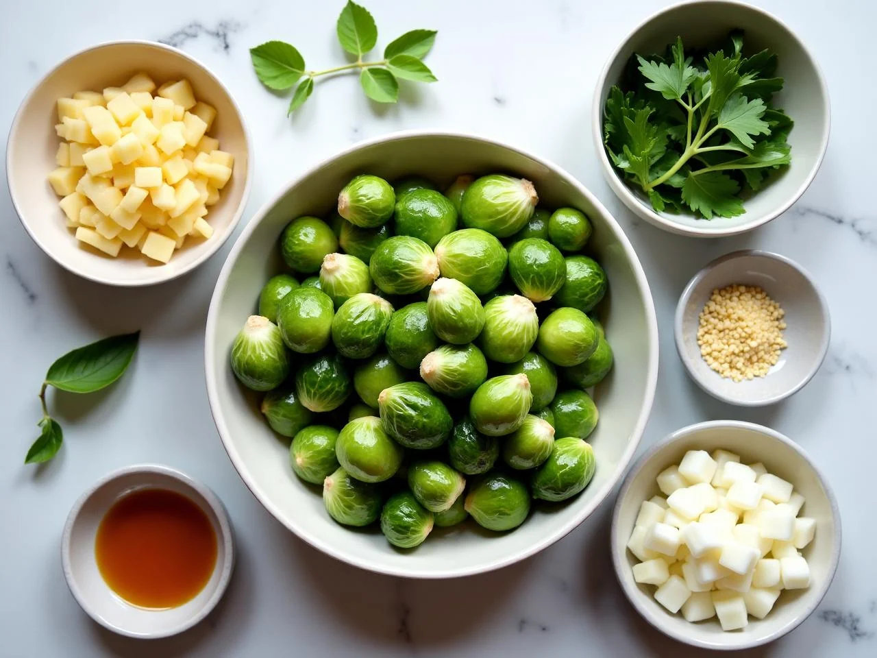 Ingredients for Roasted Garlic Parmesan Brussels Sprouts