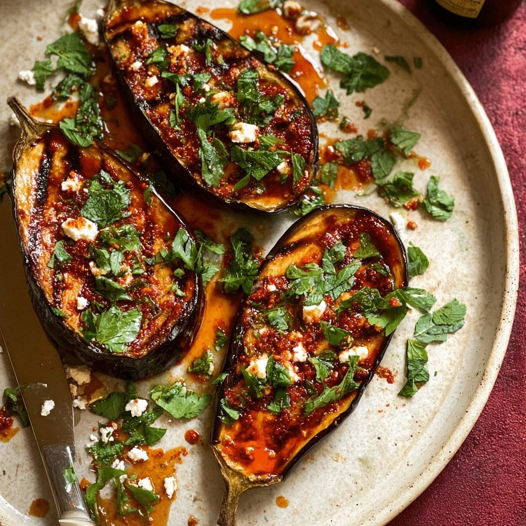 Roasted Harissa‑Glazed Eggplan