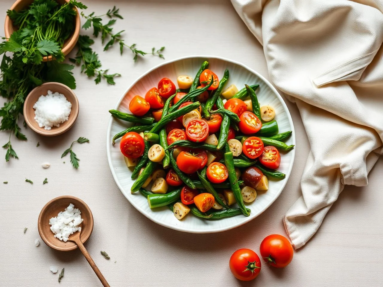 Roasted Okra And Tomato Salad