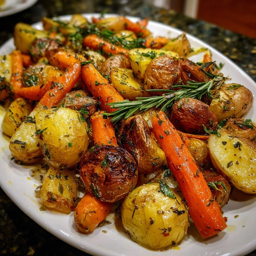 Roasted Potatoes Carrots Herbs