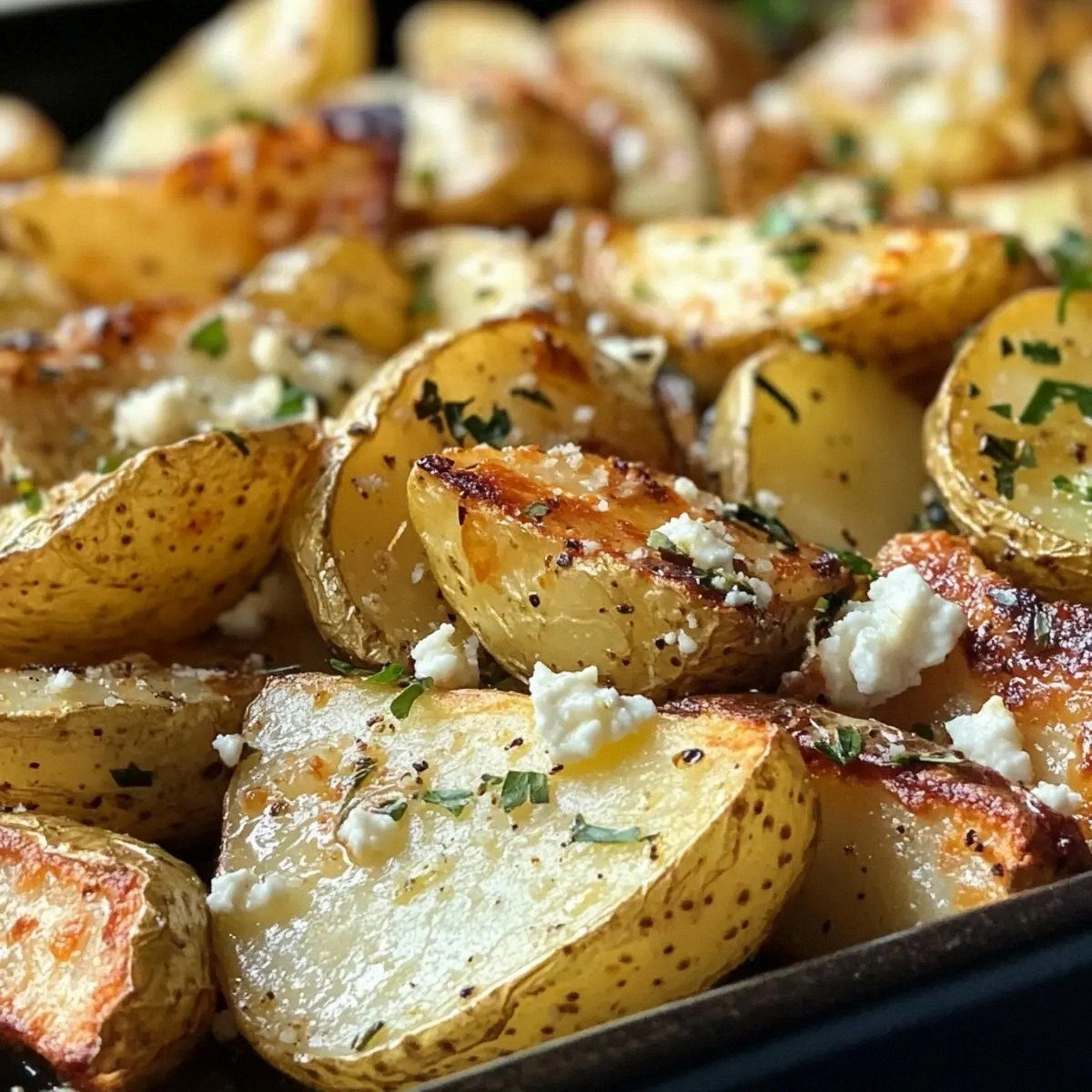 Roasted Potatoes in a Melted Goat Cheese Dressing Bliss