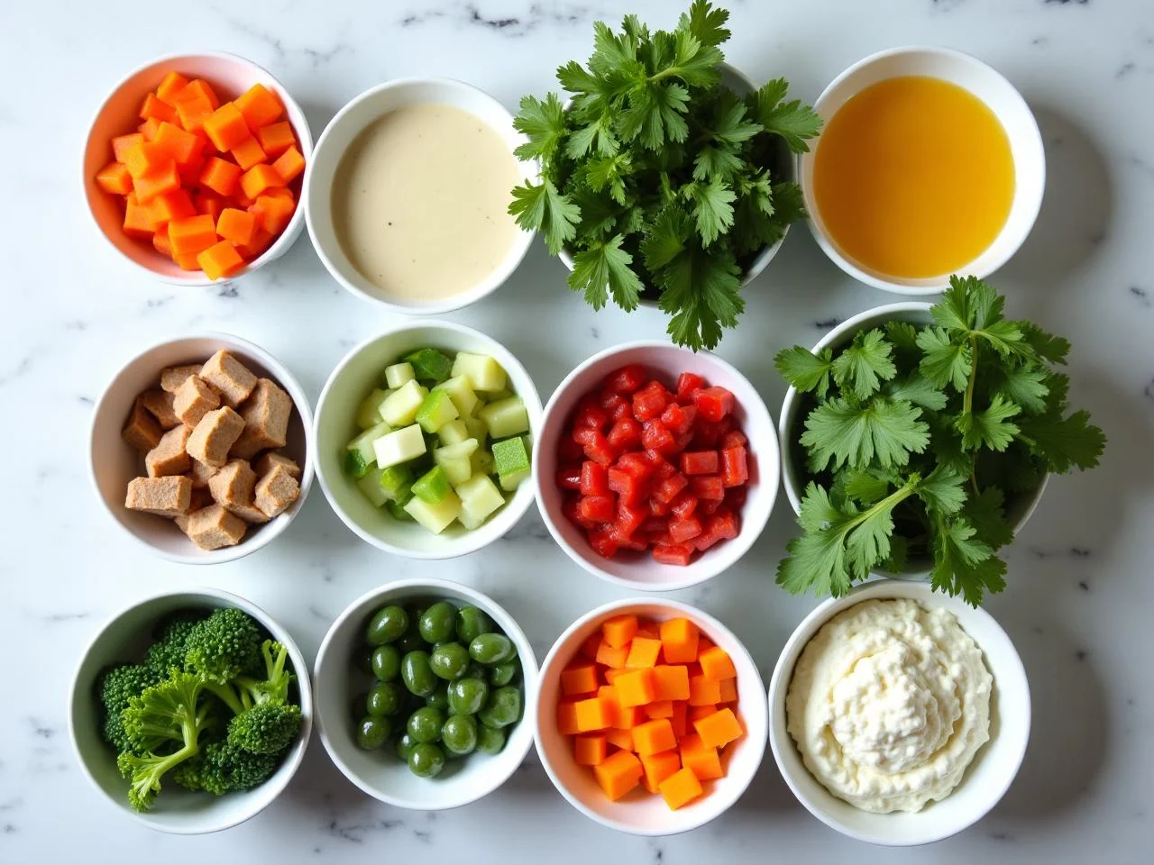 Ingredients for Roasted Vegetable Burrito Bowl
