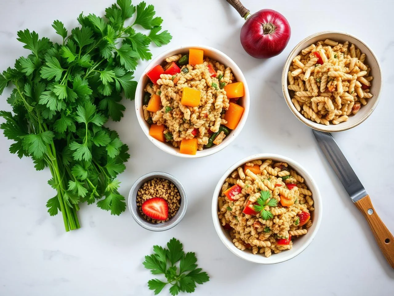 Ingredients for Roasted Vegetable Quinoa Bowl