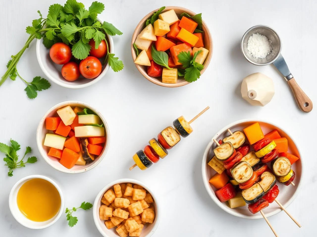 Ingredients for Roasted Vegetable Skewers