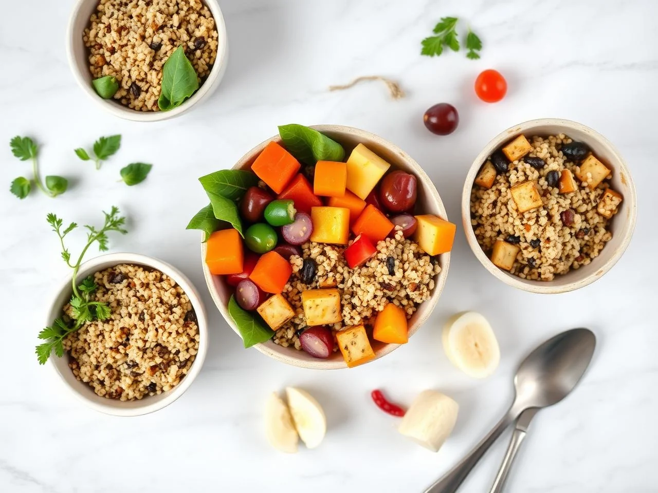 Ingredients for Roasted Veggie And Quinoa Bowl