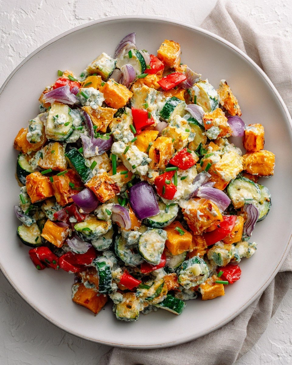 Roasted Veggie & Whipped Cheese Salad (Warm, Creamy, Comfort-Style Favorite)