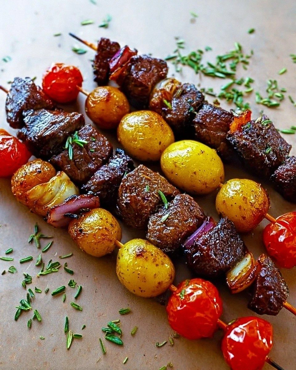Rosemary Garlic Steak Kebabs