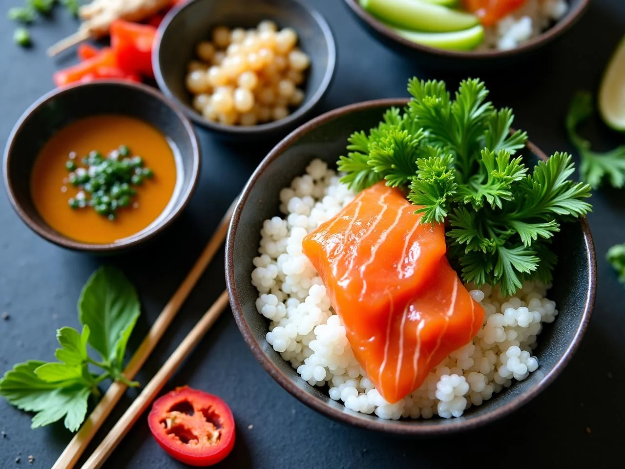 Ingredients for Salmon Poke Bowl