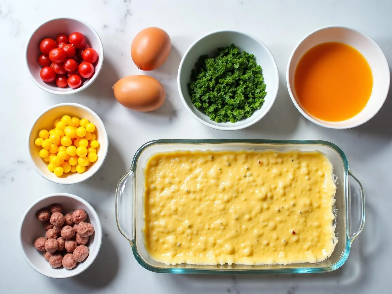 Ingredients for Sausage and Egg Breakfast Casserole