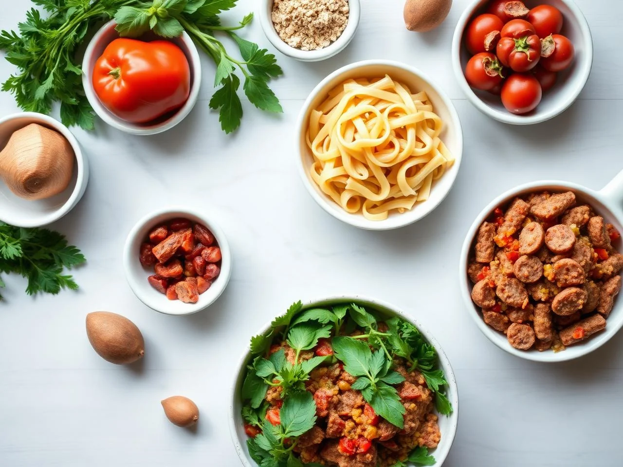 Ingredients for Sausage And Pepper Pasta Bake