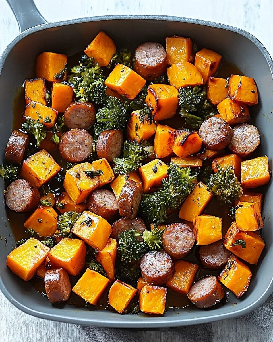 Sausage and Sweet Potato Skillet with Honey Garlic Sauce delights!