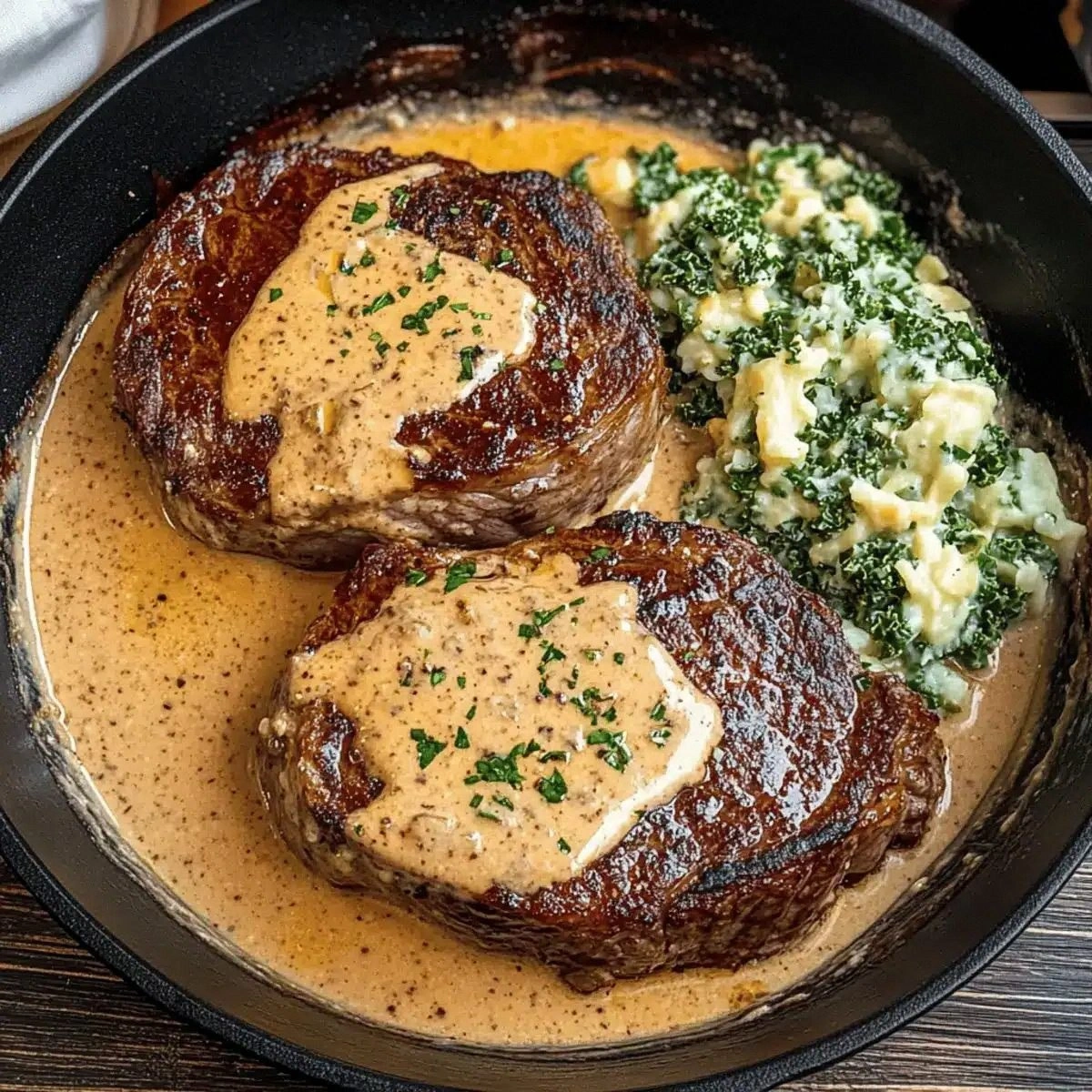 Savor Gaelic Irish Steaks with Whiskey Cream and Colcannon