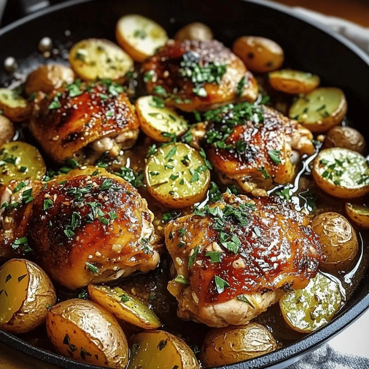 Savor Garlic Butter Chicken and Potatoes Skillet Bliss