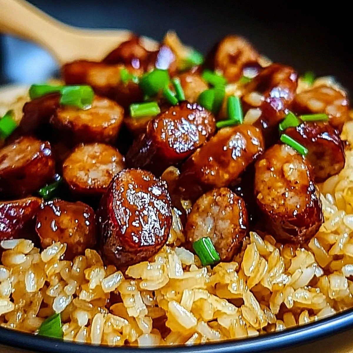Savor One-Pan Sweet and Tangy BBQ Sausage Rice Tonight!