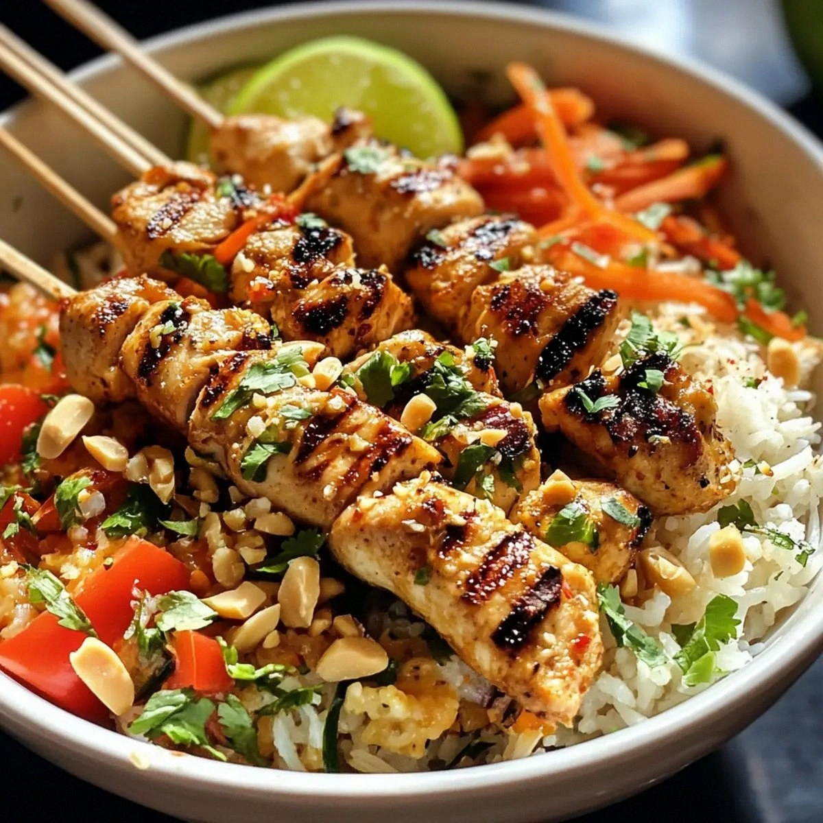 Savory Chicken Satay Spring Roll Bowls for Meal Prep Bliss