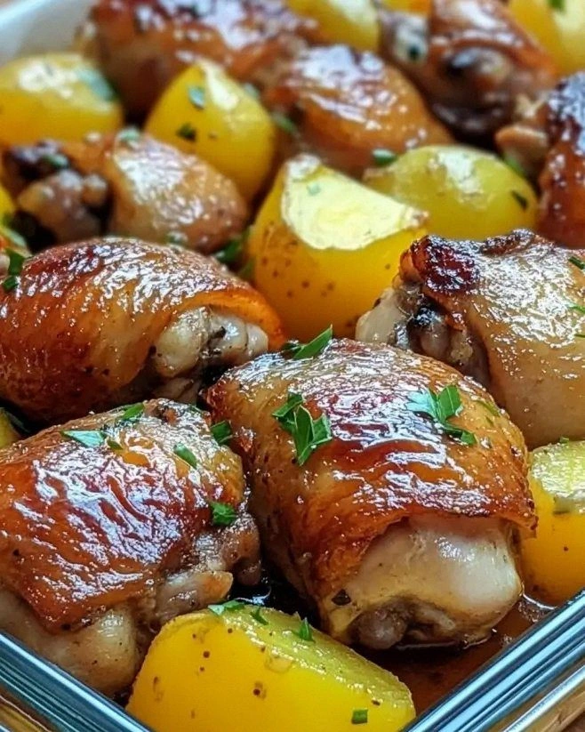 Savory Chicken Thighs with Garlic Potatoes Are Irresistible!