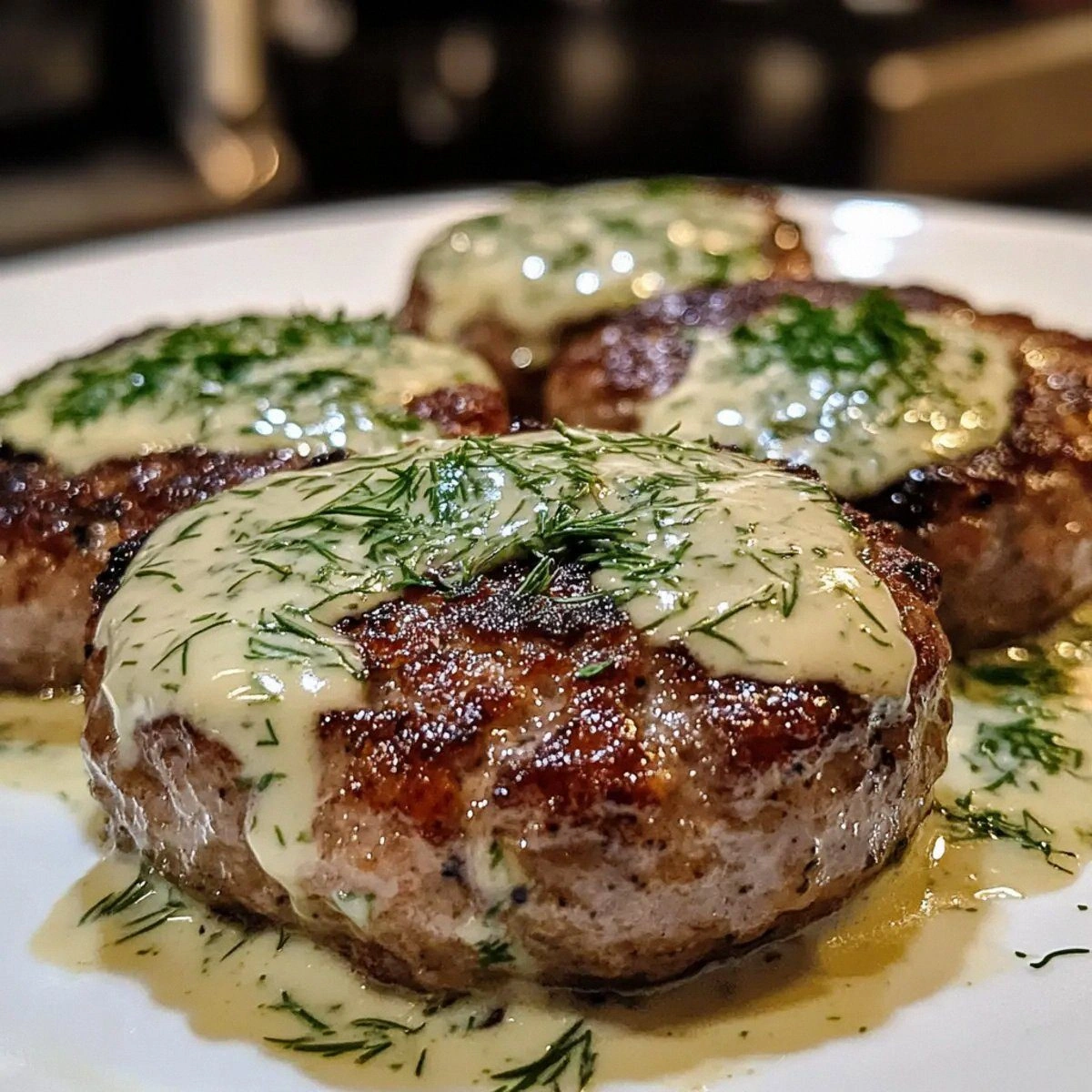 Savory Hamburger Steaks in Creamy Dill Sauce Delight