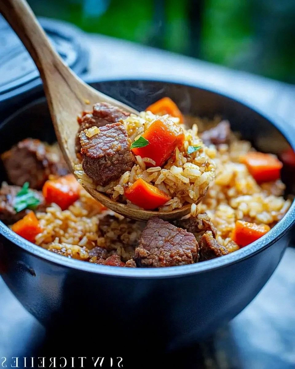 Savory Instant Pot Beef Plov with Rice is a must-try!