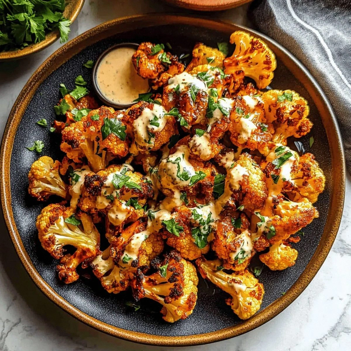 Savory Moroccan Cauliflower with Tahini-Honey Bliss