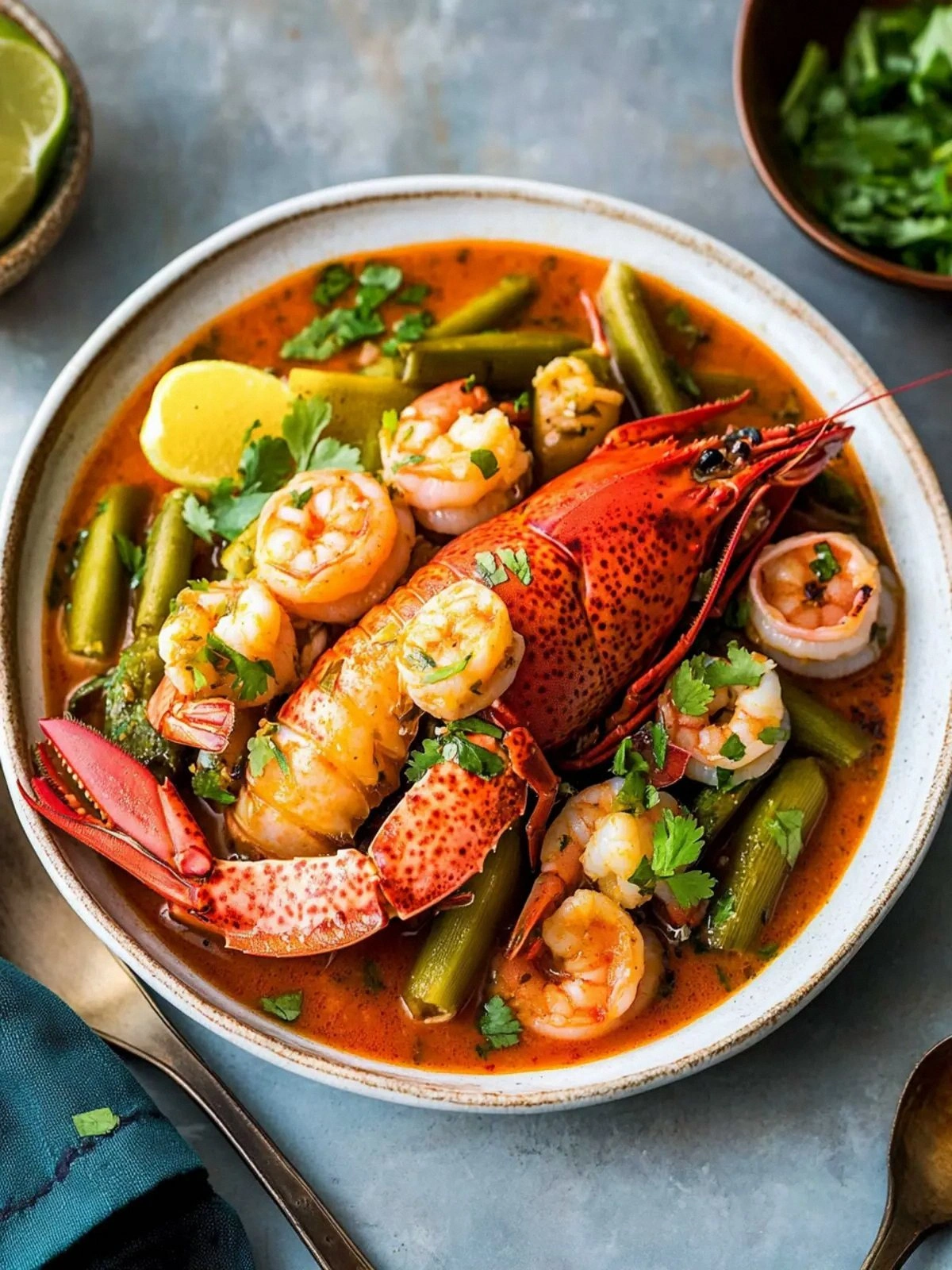 Savory Okra Stew with Prawn an
