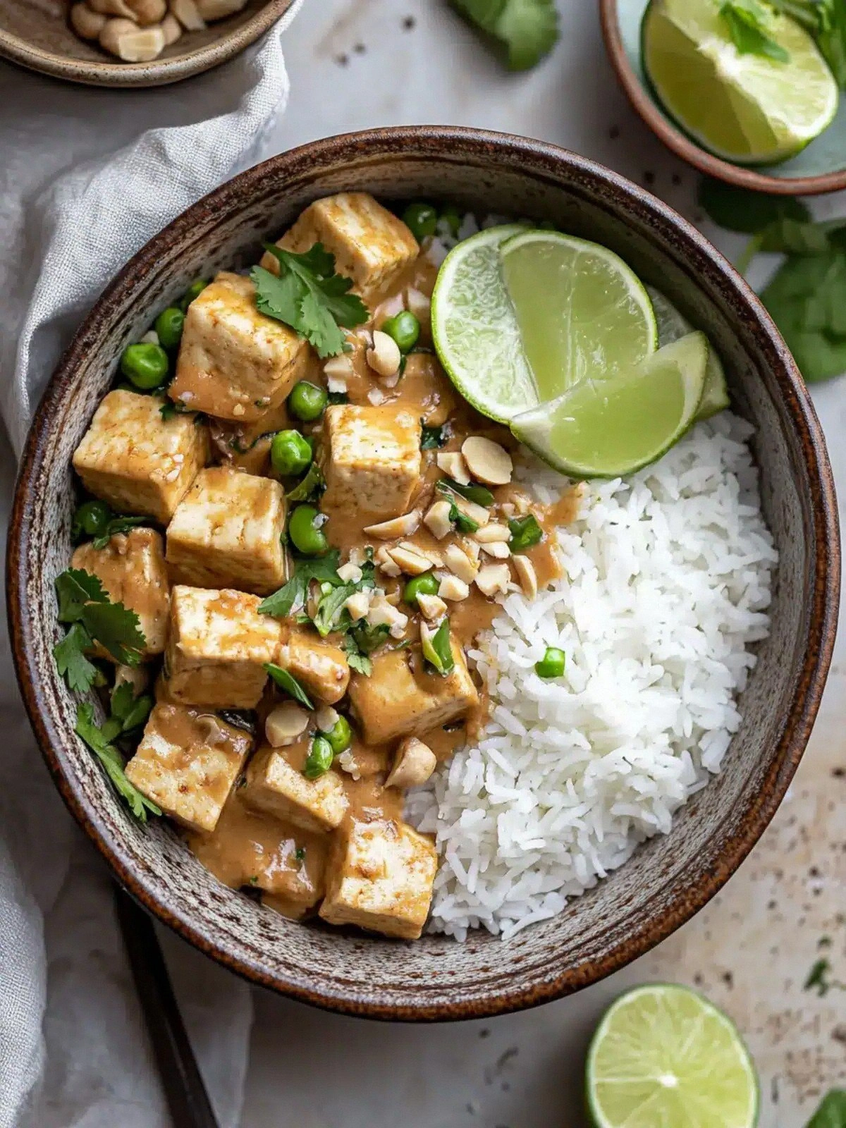 Savory Peanut Tofu with Coconu