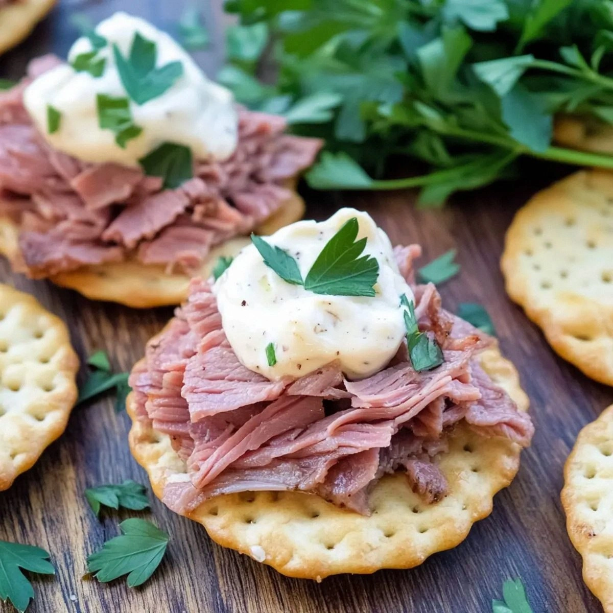 Savory Roast Beef And Horseradish Cream Cheese Crackers Recipe