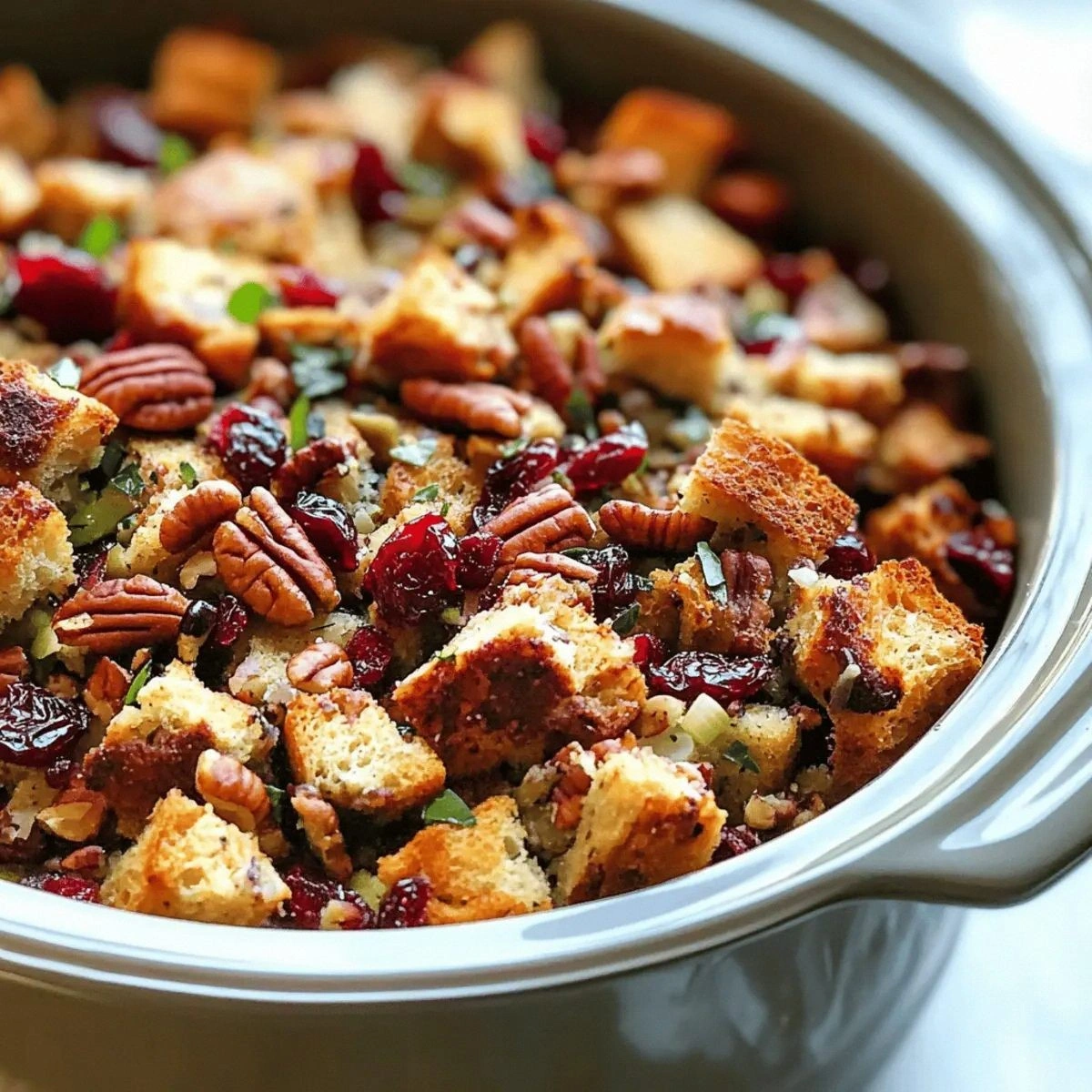 Savory Slow Cooker Cranberry Pecan Stuffing for Holiday Cheer