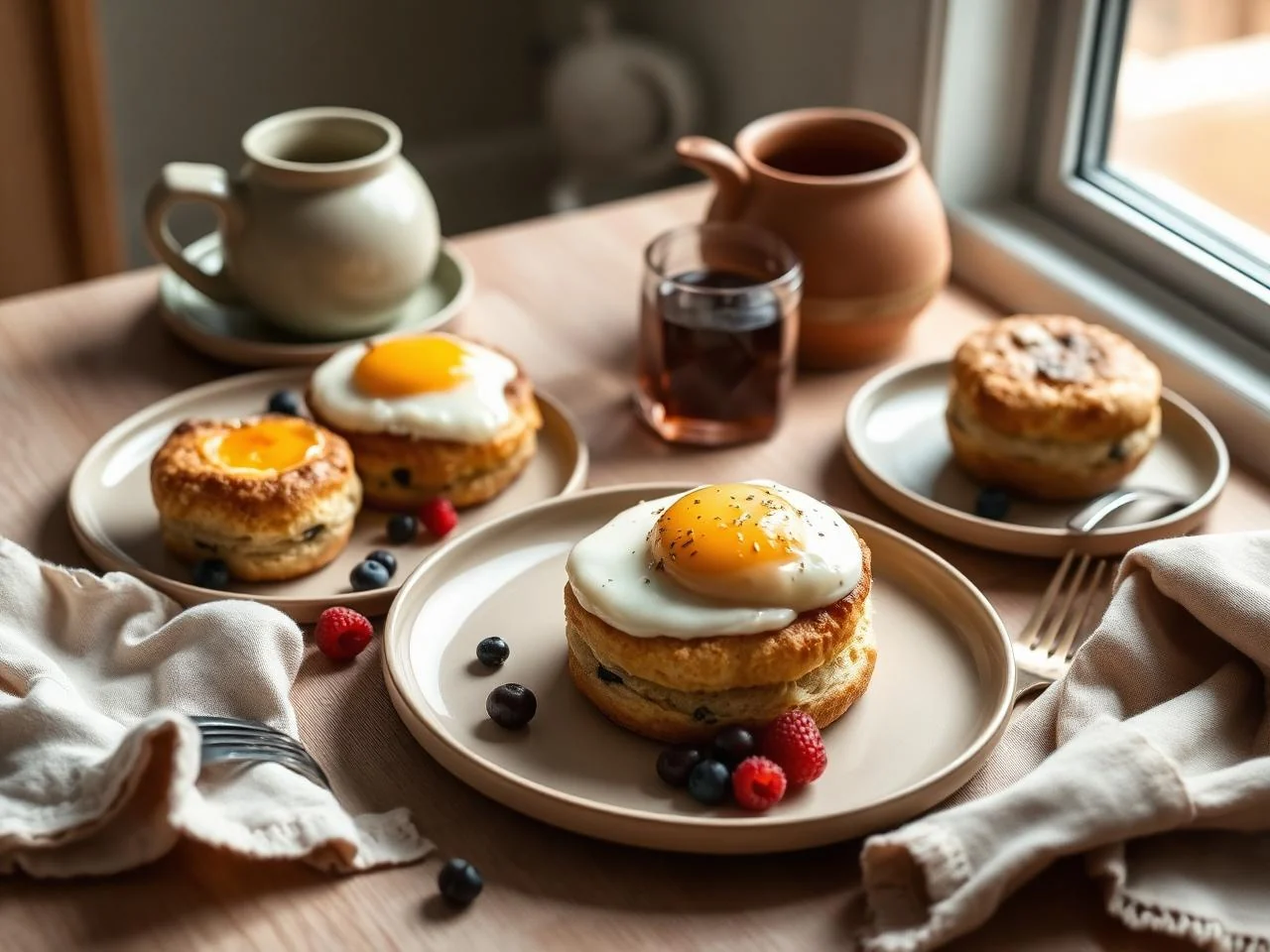 Scone And Egg Breakfast