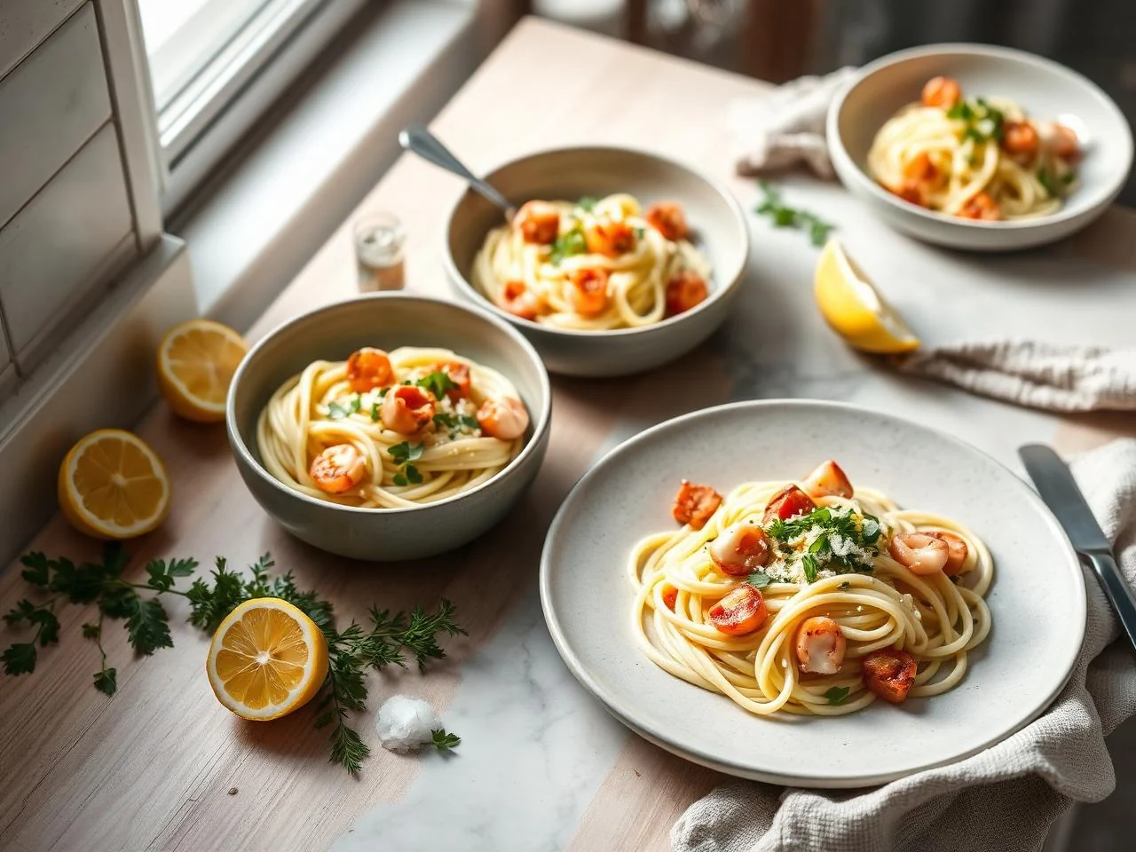 Seafood Fettuccine Carbonara