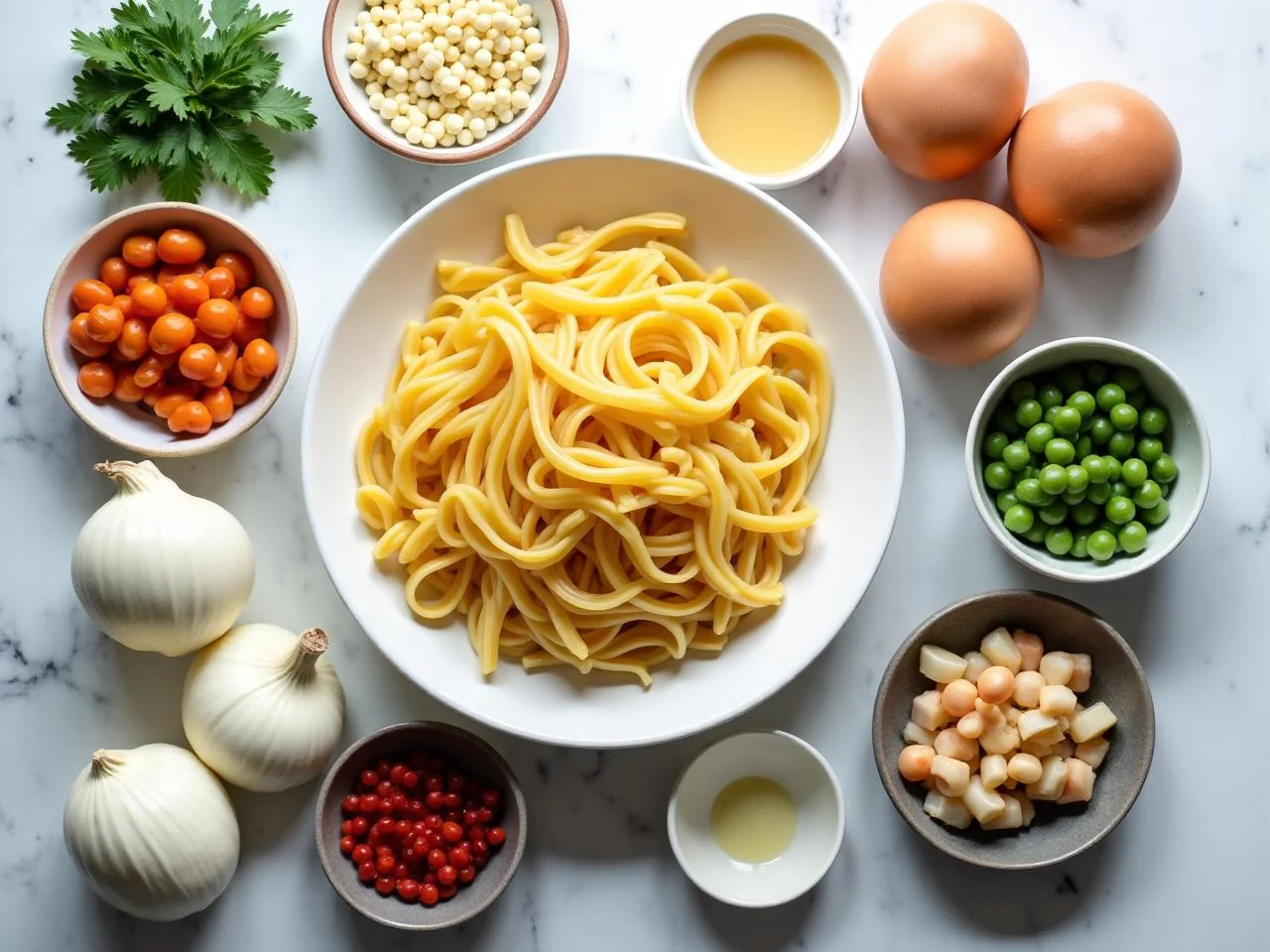 Ingredients for Seafood Linguine in White Wine Sauce