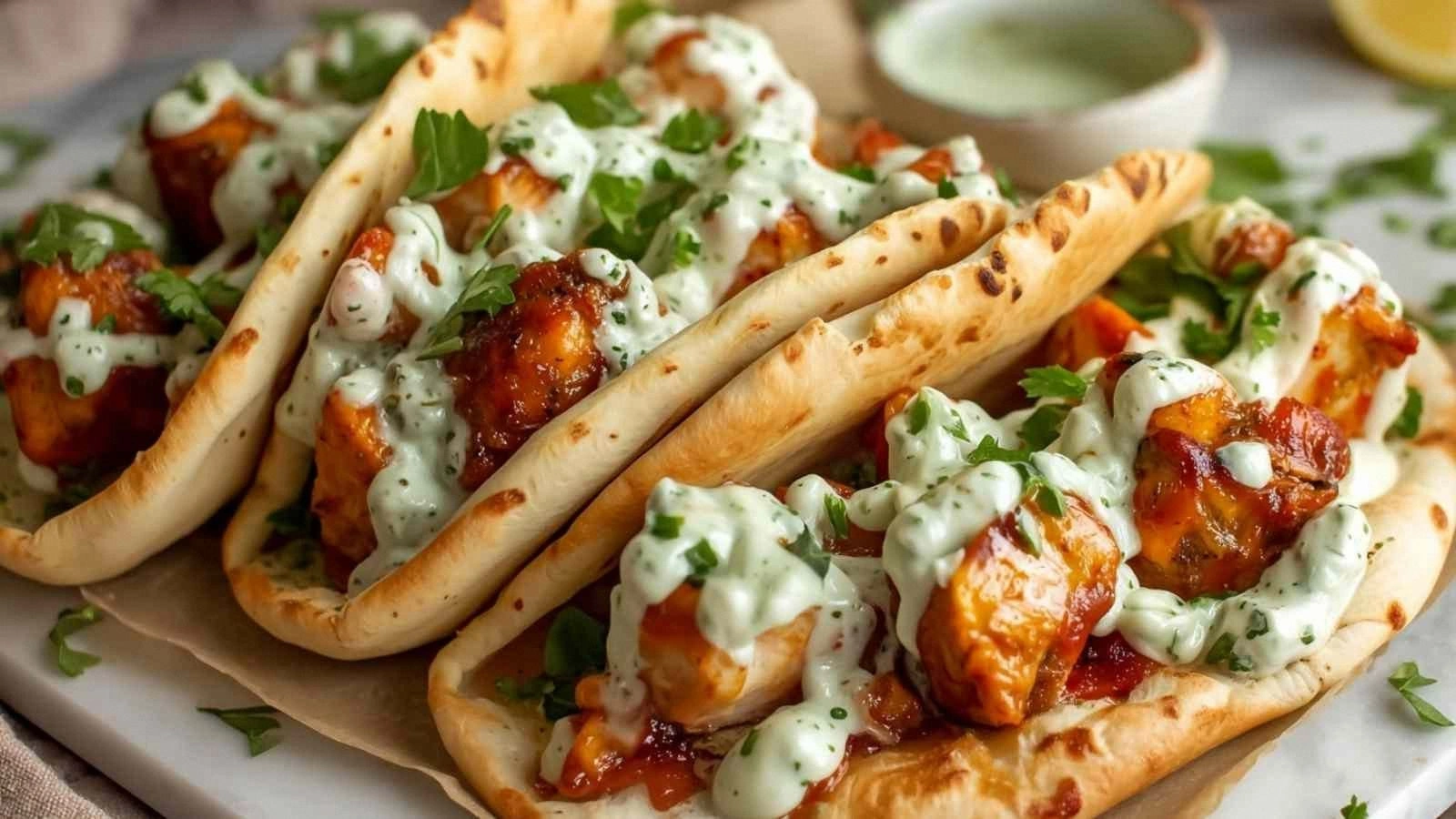 Sheet Pan Chicken Pitas with H