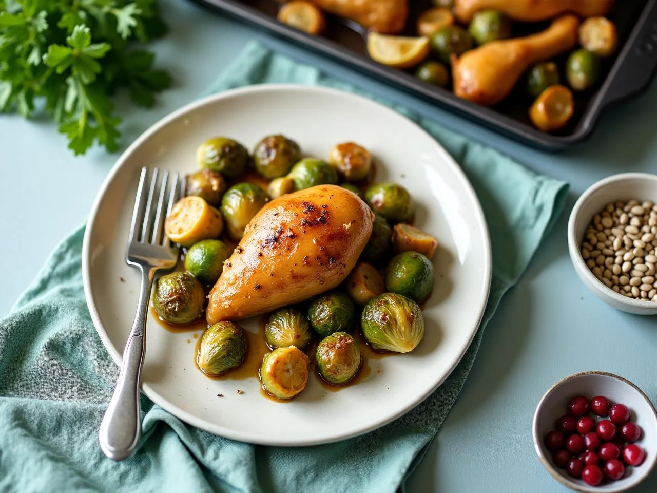 Sheet-Pan Roasted Chicken and Brussels Sprouts