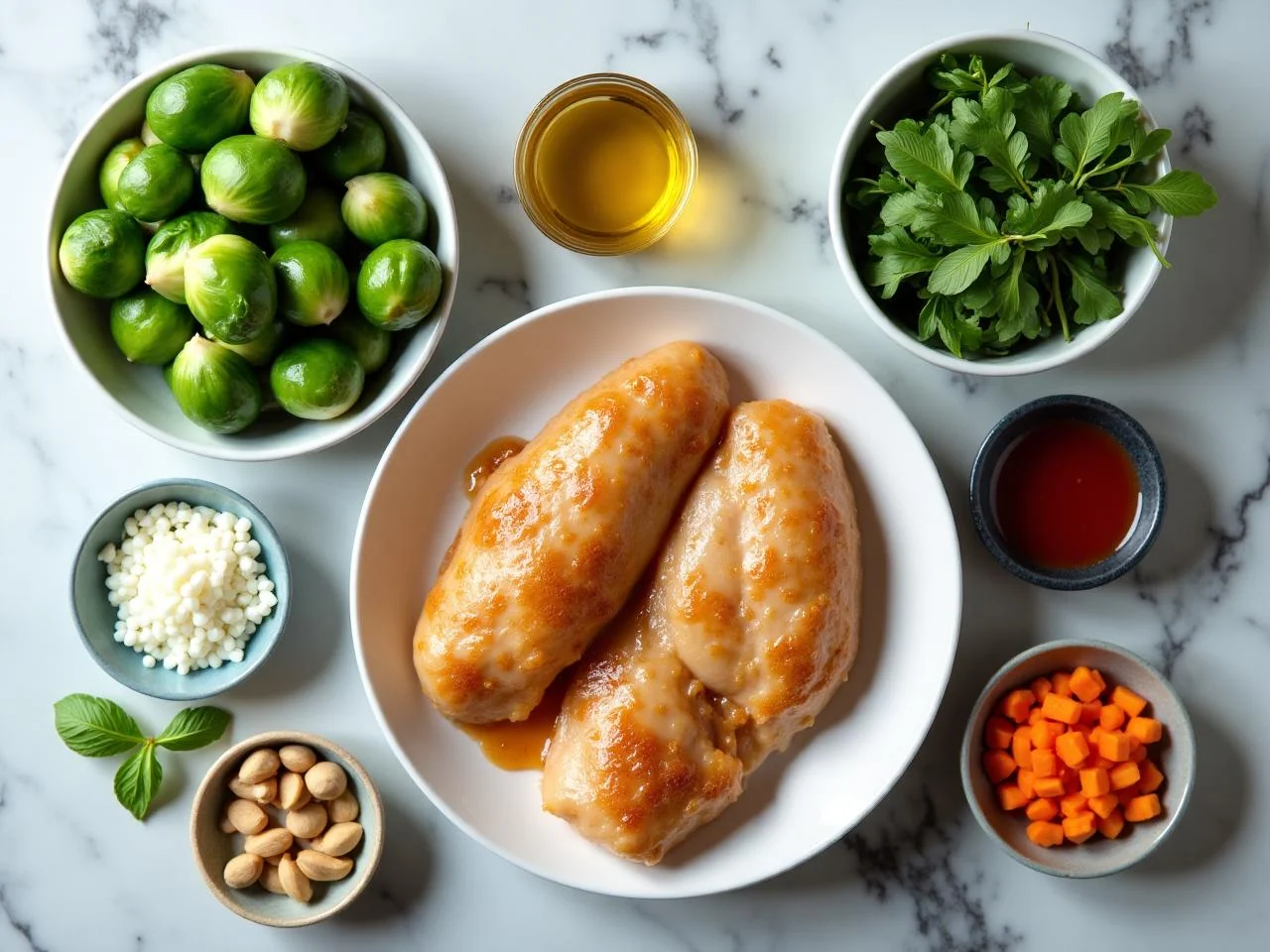 Ingredients for Sheet-Pan Roasted Chicken and Brussels Sprouts