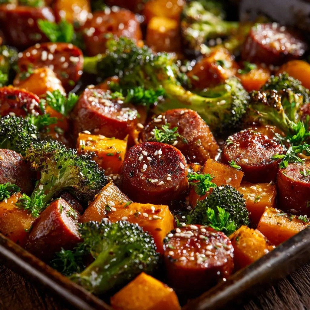 Sheet Pan Sausage and Sweet Po