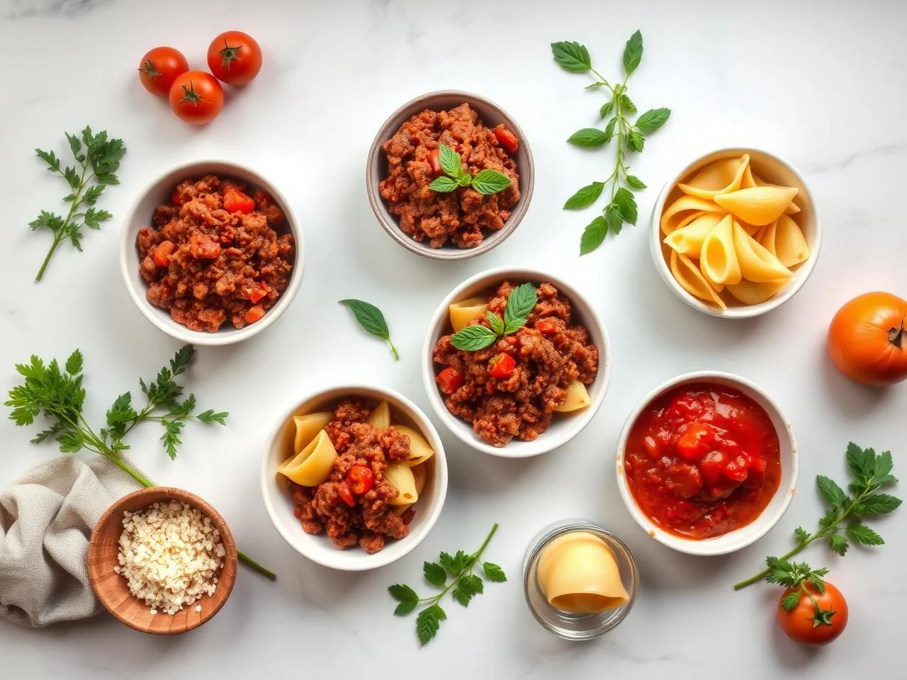 Ingredients for Shells With Ground Beef And Tomato
