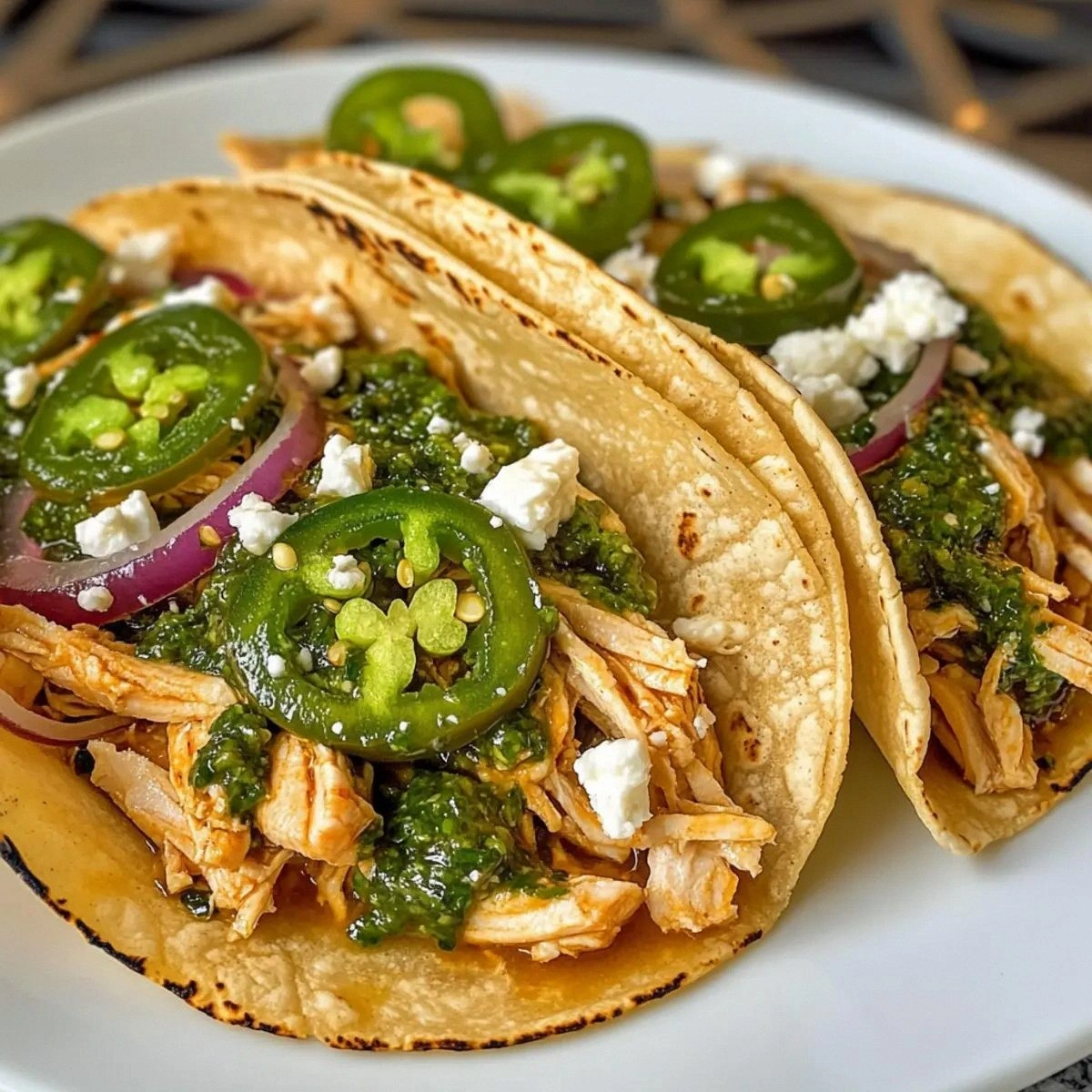 Shredded Chicken Tacos with Creamy Chimichurri Bliss