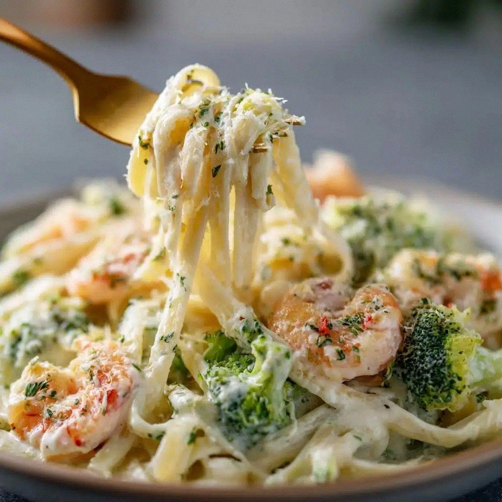 Shrimp Alfredo Fettuccine & Br