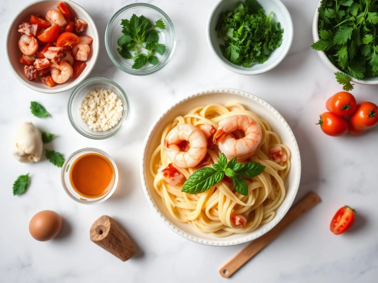 Ingredients for Shrimp And Bacon Pasta