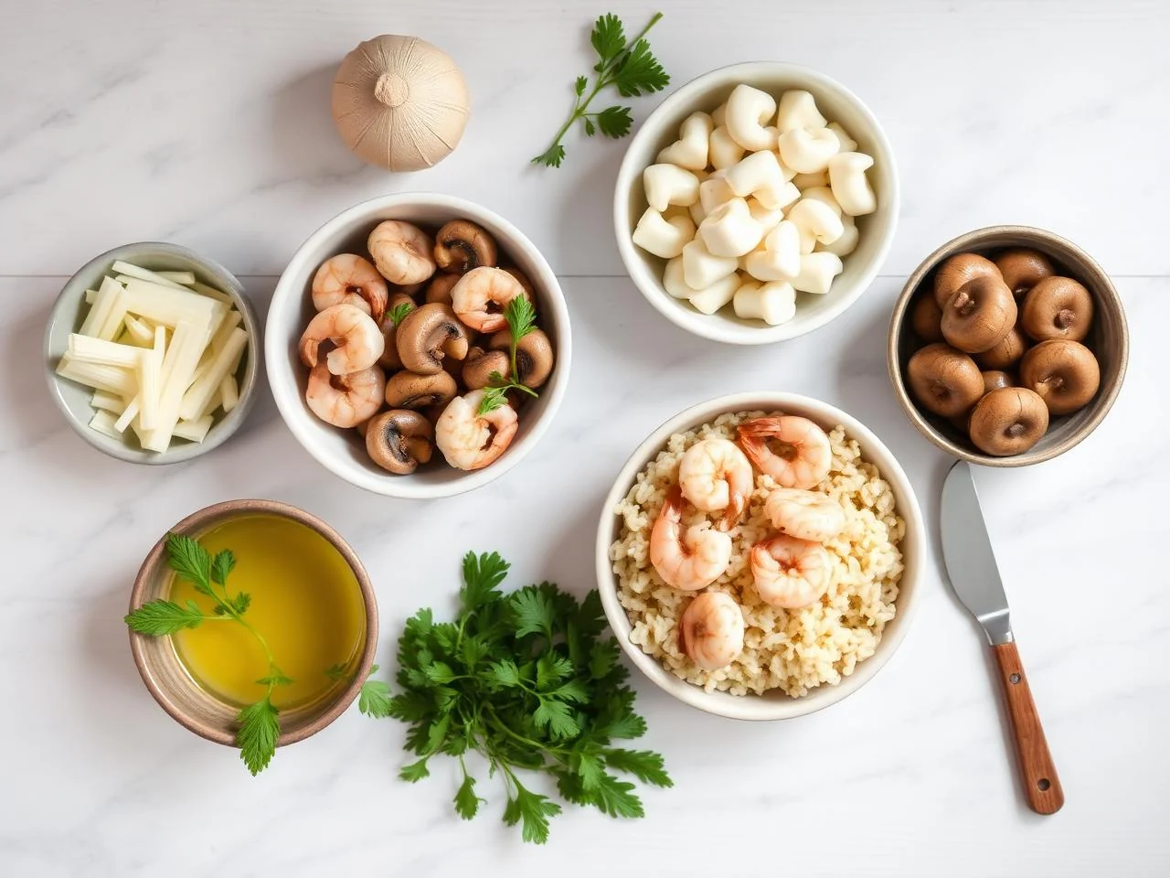 Ingredients for Shrimp And Mushroom Risotto