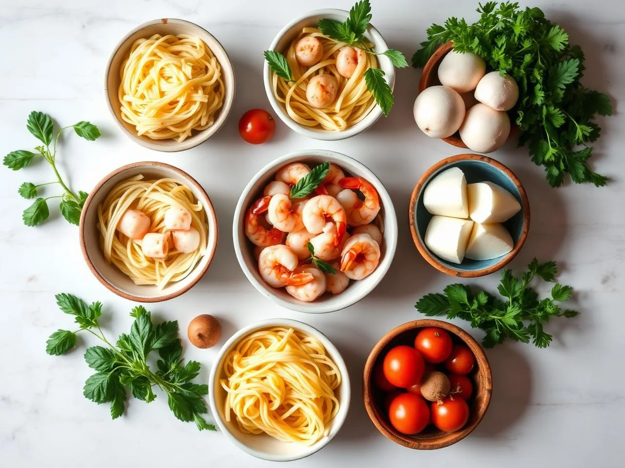 Ingredients for Shrimp And Scallop Pasta