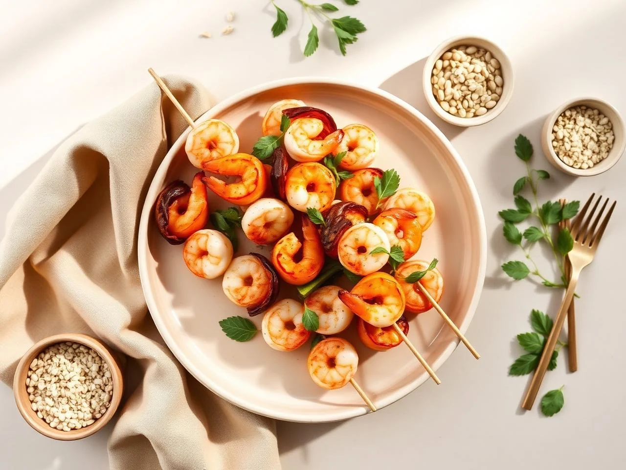 Shrimp And Vegetable Skewers