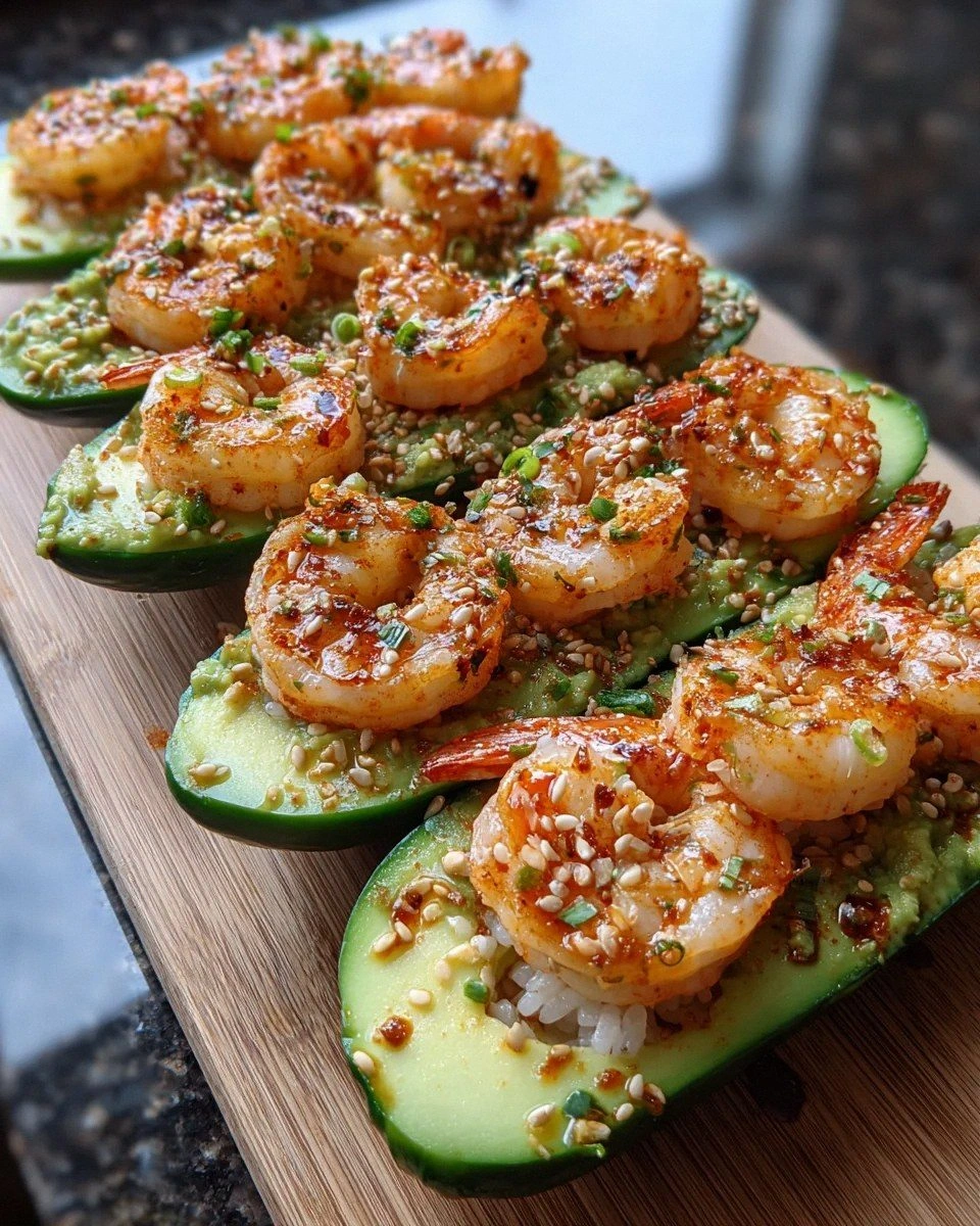 Shrimp Avocado Cucumber Boats