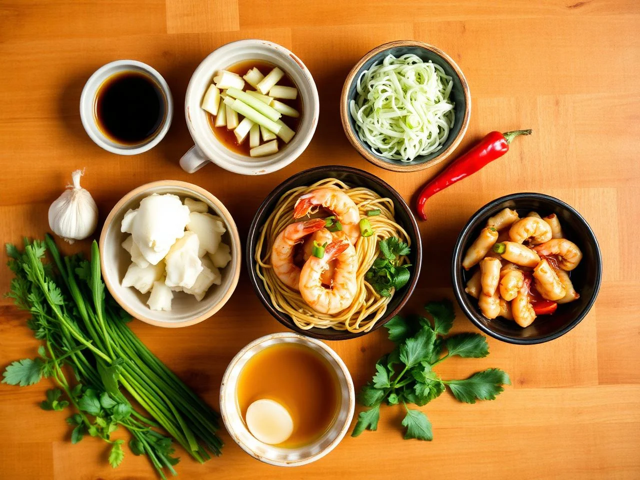 Ingredients for Shrimp Fried Noodles
