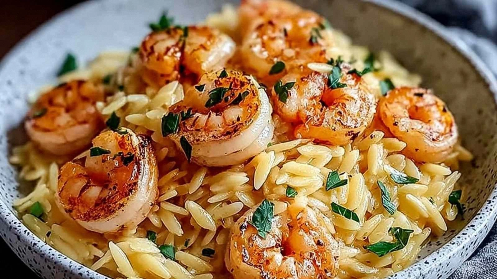 Shrimp Orzo in Lemon Garlic Sa