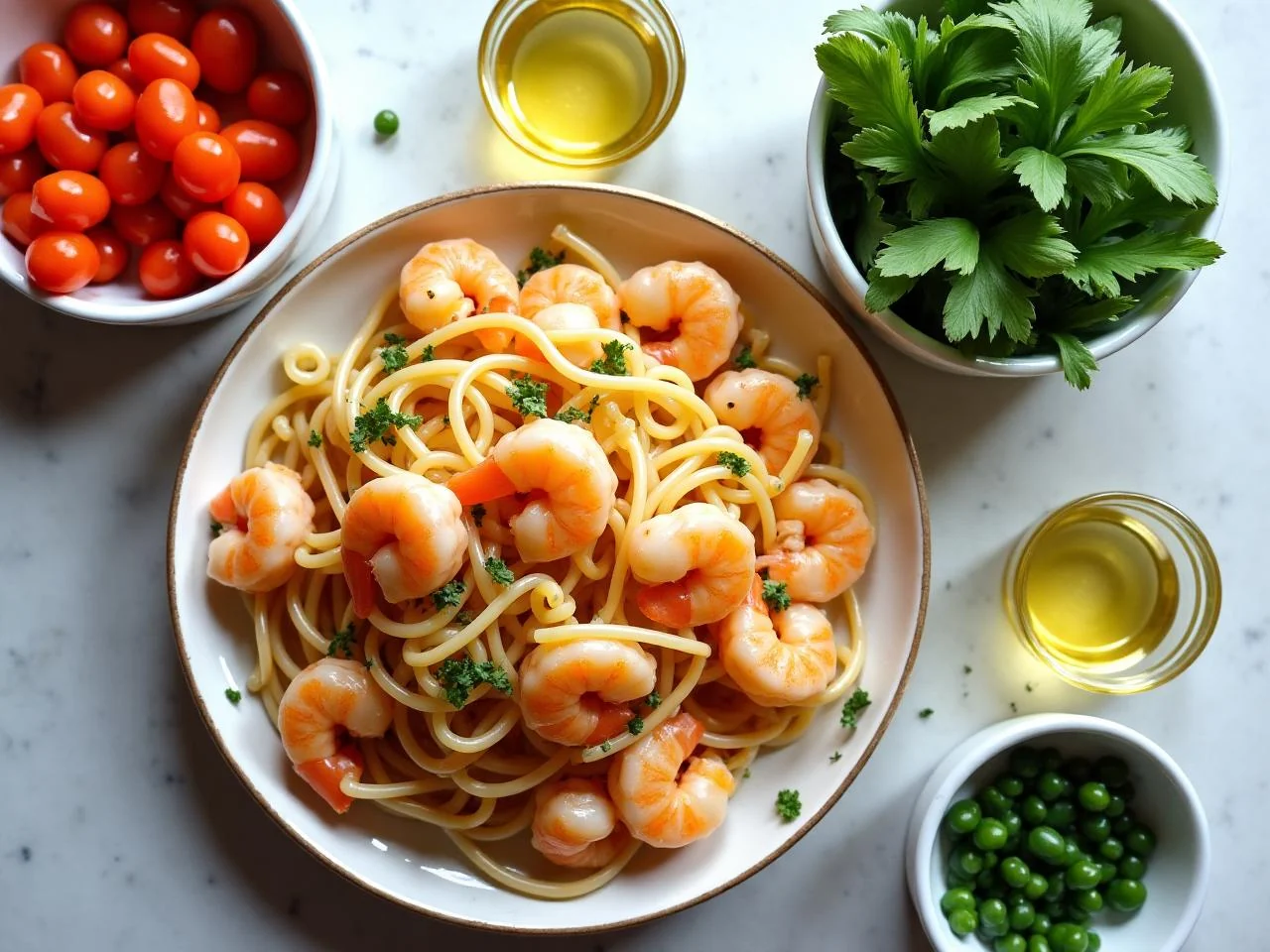 Ingredients for Shrimp Scampi Linguine