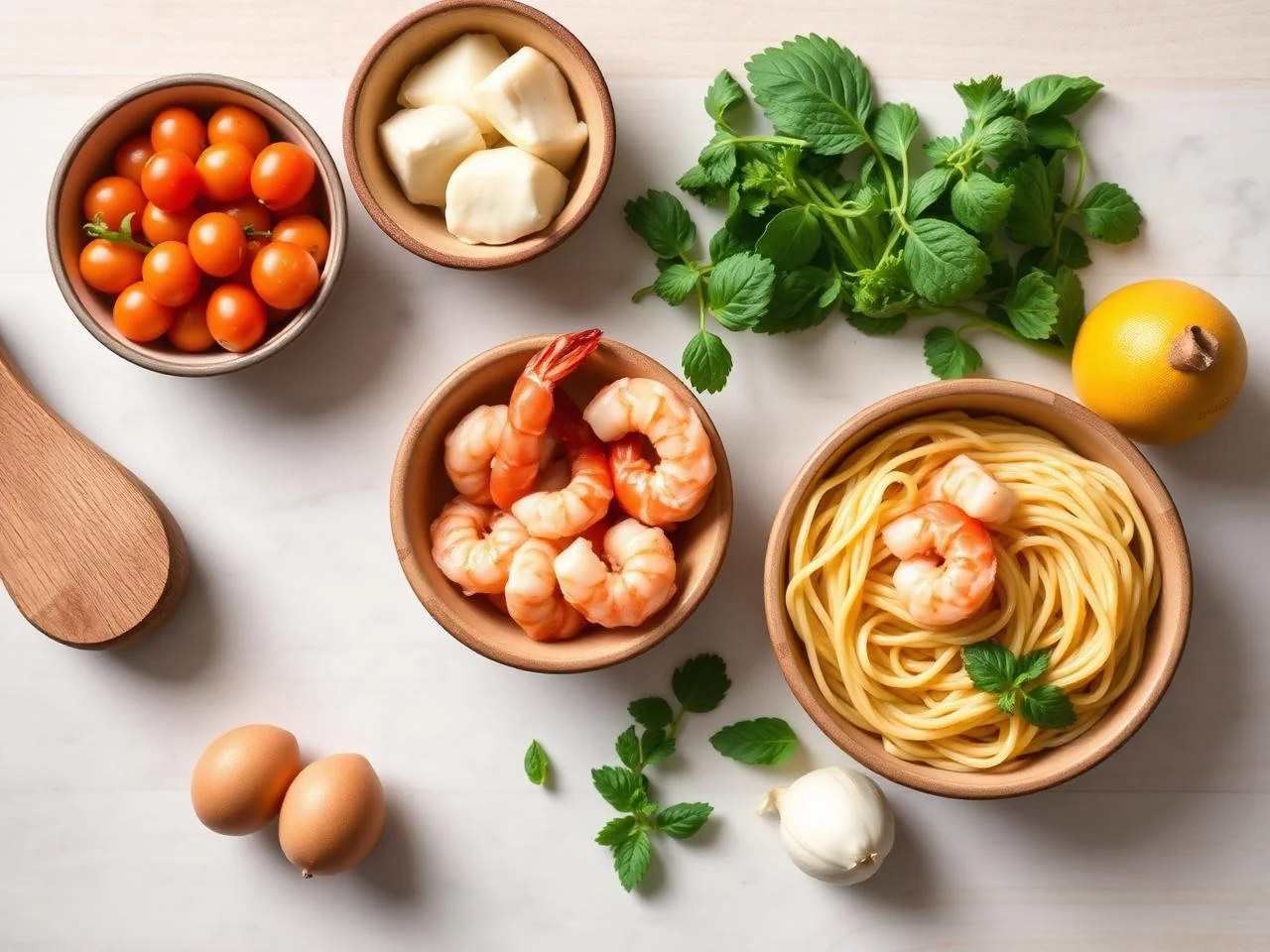 Ingredients for Shrimp Scampi Pasta