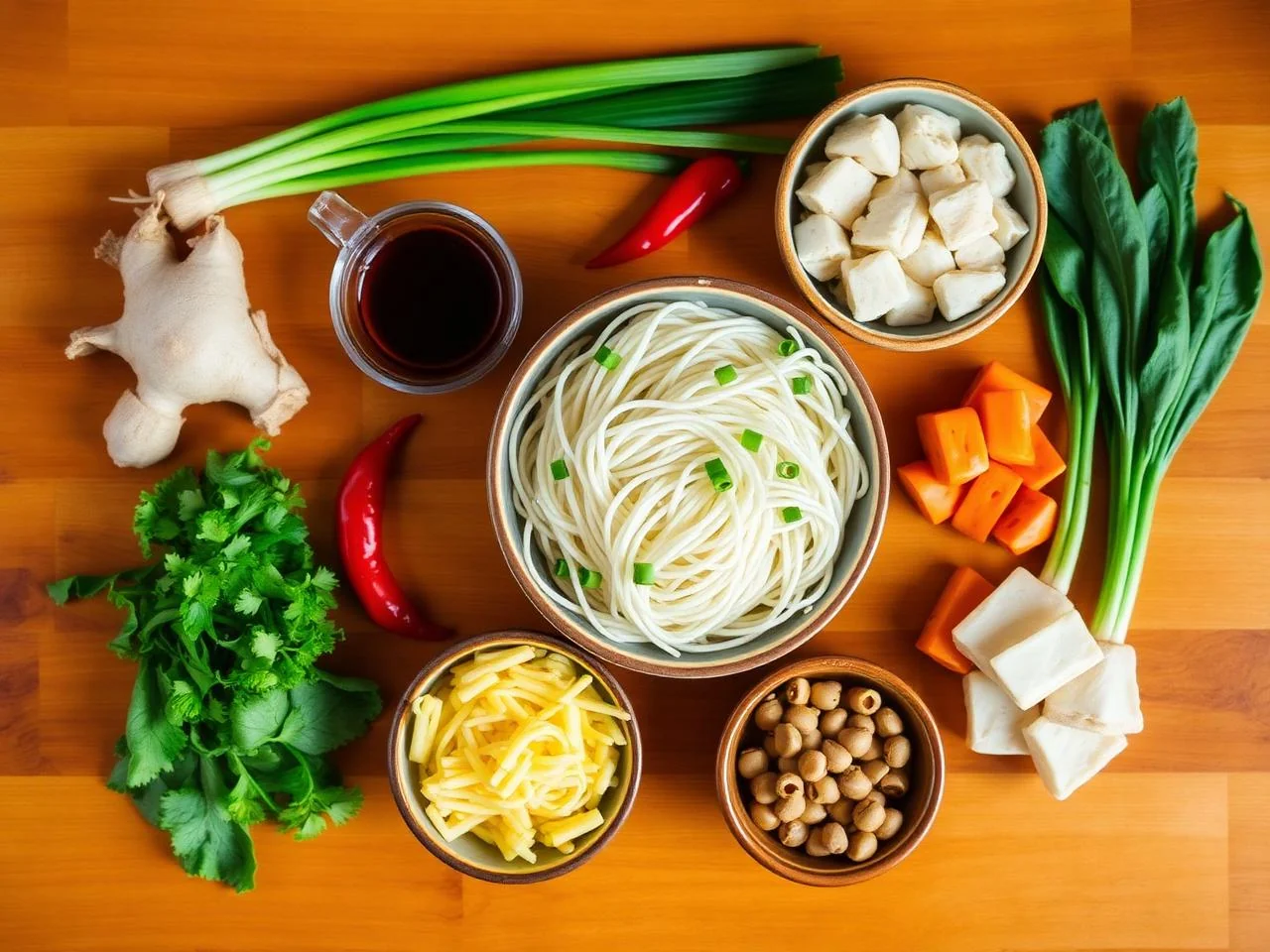 Ingredients for Singapore Noodle Stir Fry