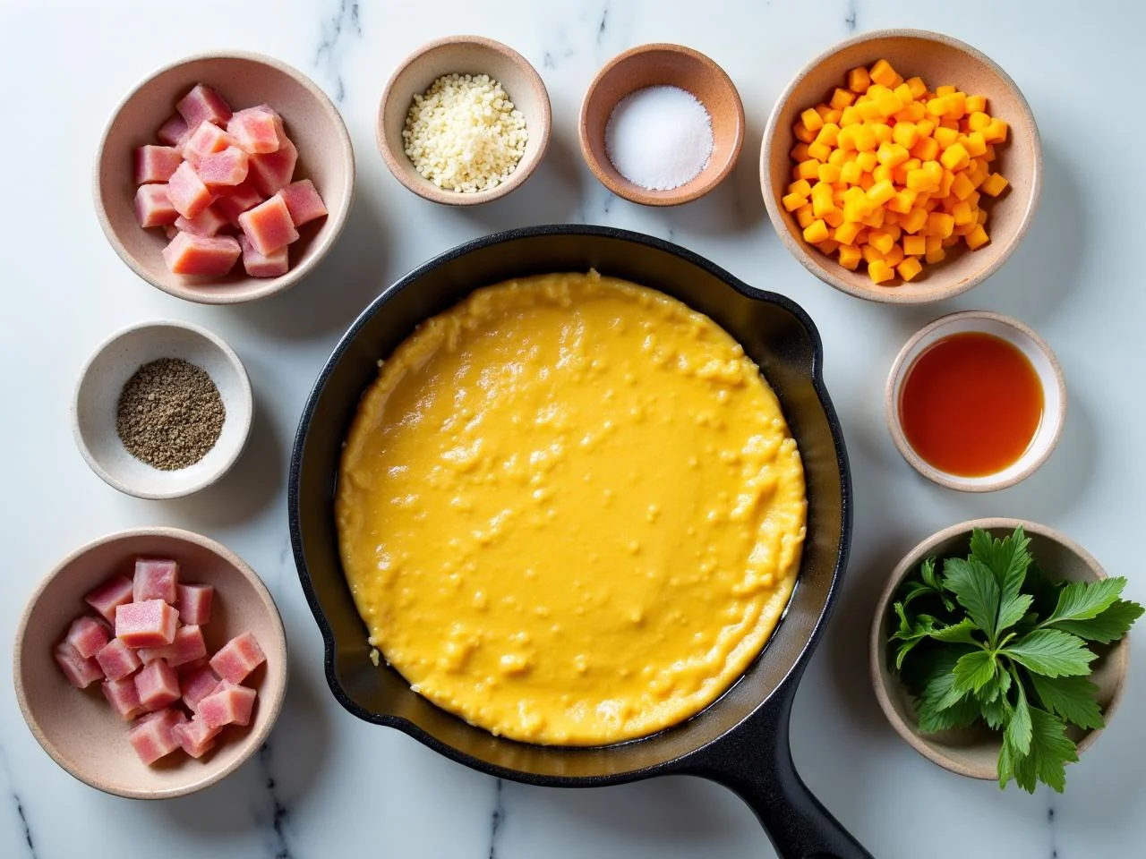 Ingredients for Skillet Bacon Cheese Frittata