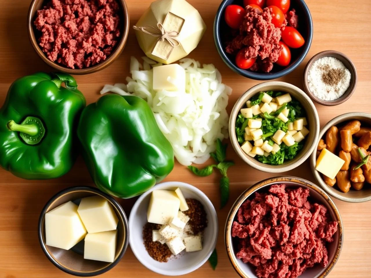 Ingredients for Skillet Beef And Peppers