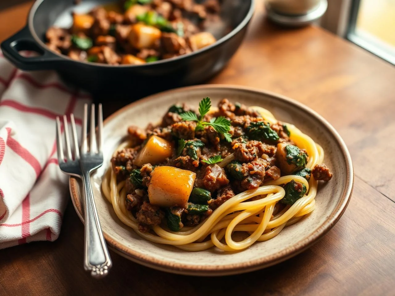 Skillet Beef And Spinach
